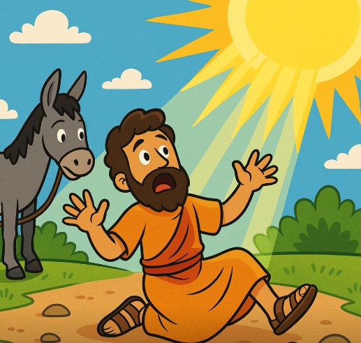 Paul falling to the ground on the road to Damascus