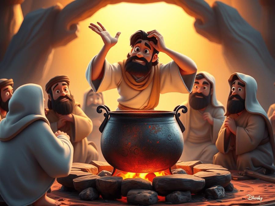 God fixes the porridge, tells Elisha what to do.